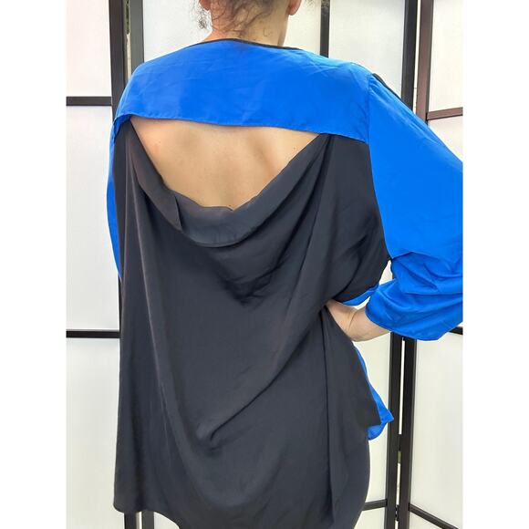 Plus Size Blue Blouse with Open Back Detail Women's Top - Picture 2 of 2